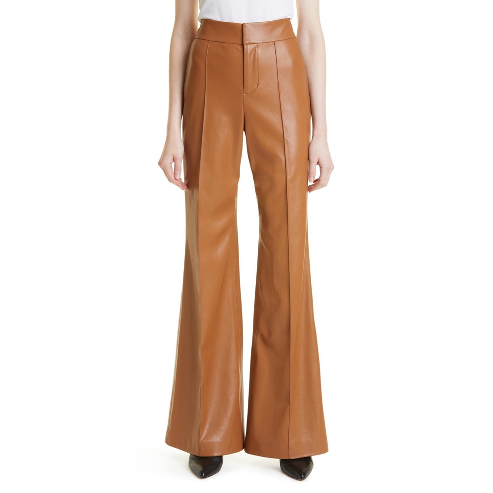 Alice & Olivia Dylan High Waist Faux Leather Wide Leg Pants